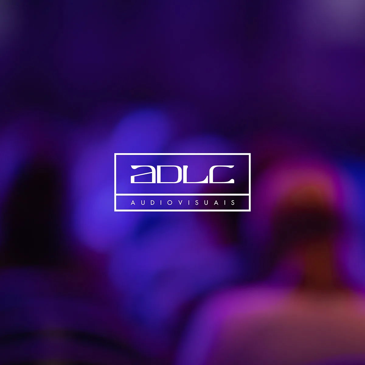 ADLC – Audiovisuais — ADLC Audiovisuais logo on a blurred purple and blue background